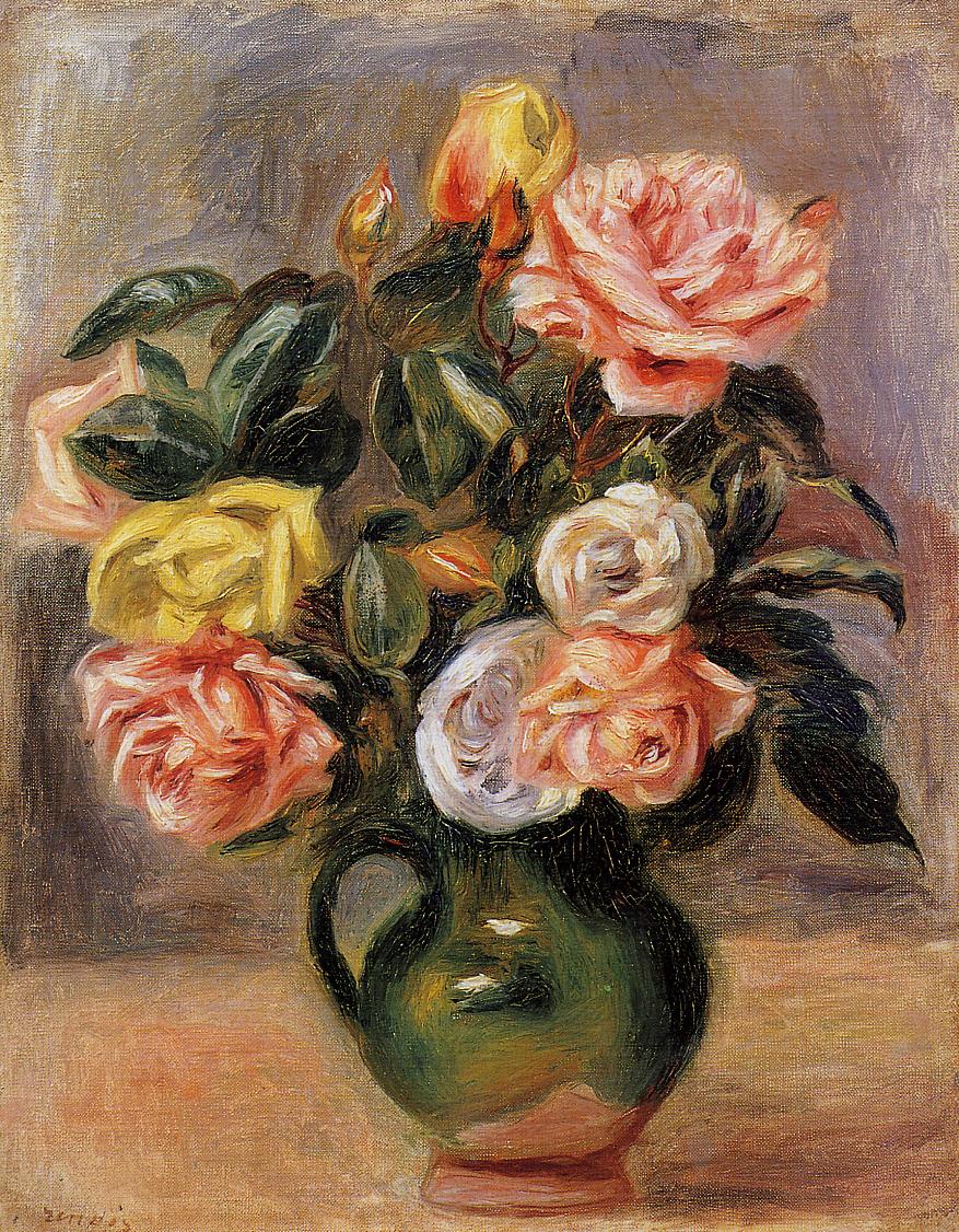 Bouquet of Roses - Pierre-Auguste Renoir painting on canvas